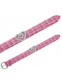 Croco imitation Laval bracelet, 2 hearts in synthetic stones - Pink 473142 Laval 1878 6,90 €