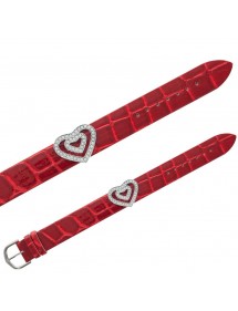 Croco imitation Laval bracelet, 2 hearts in synthetic stones - Red 473143 Laval 1878 16,00 €