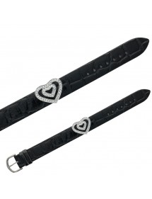 Croco imitation Laval bracelet, 2 hearts in synthetic stones - Black 473144 Laval 1878 16,00 €
