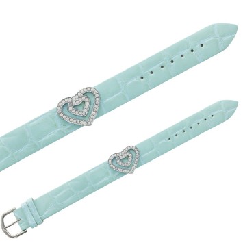 Laval imitation croco bracelet, 2 hearts in synthetic stones - Sky blue 473145 Laval 1878 6,90 €