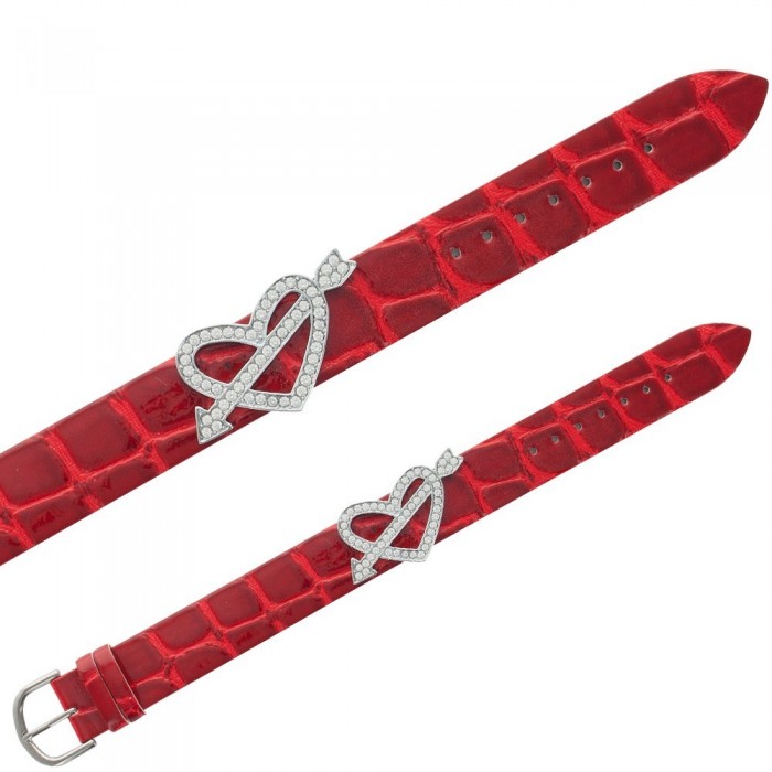 Bracelet Laval avec cœur traversé par une flèche - Rouge