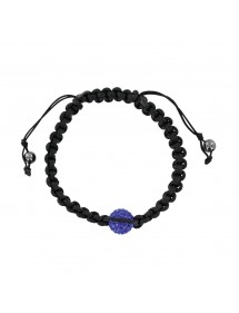 Bracelet shamballa noir avec boule de cristal bleu et hématite 888377 Laval 1878 29,90 €
