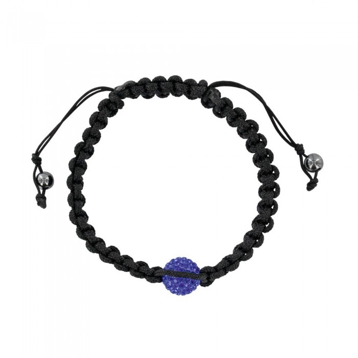 Bracelet shamballa noir avec boule de cristal bleu et hématite