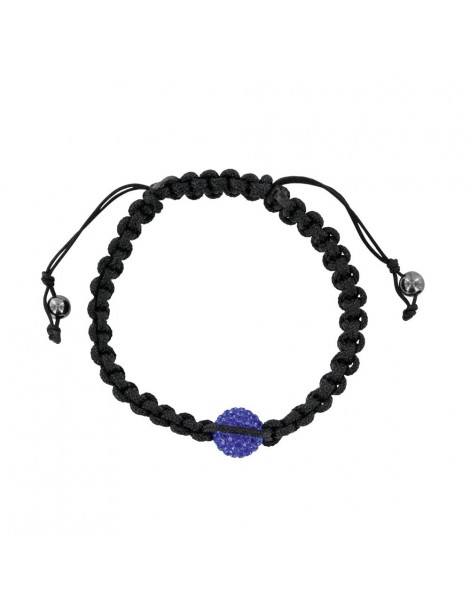 Schwarzes Shamballa-Armband mit blauer Kristallkugel und Hämatit