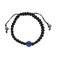 Black shamballa bracelet with blue crystal ball and hematite