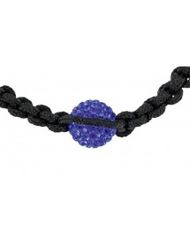 Bracciale shamballa nero con sfera di cristallo blu ed ematite
