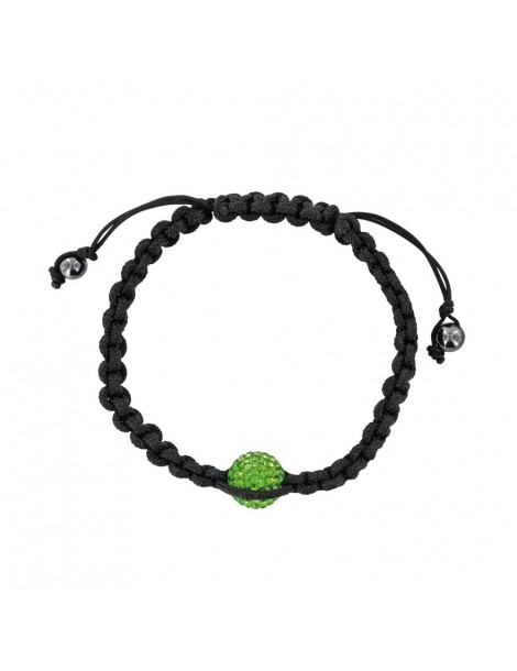 Black shamballa bracelet with green ball on macramé and hematites