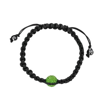 Bracelet shamballa noir avec boule verte sur macramé et hématite 888378 Laval 1878 29,90 €