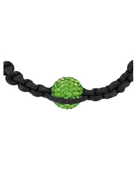 Bracelet shamballa noir avec boule verte sur macramé et hématite