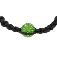 Black shamballa bracelet with green ball on macramé and hematites