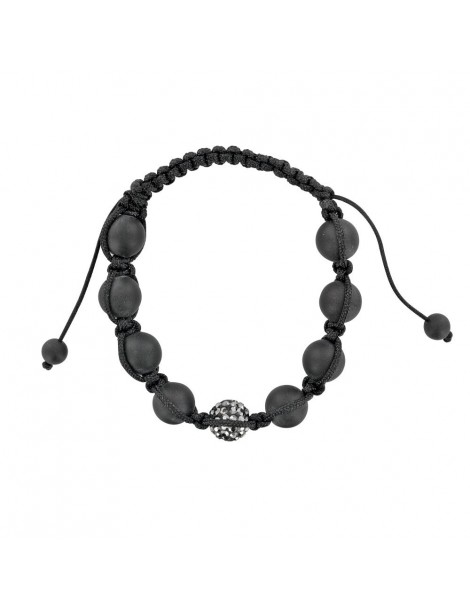 Black cord shamballa bracelet with crystal ball and black clay