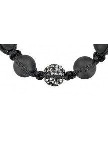 Bracelet shamballa cordon noir avec boule cristal et argile noir