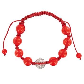 Red shamballa bracelet, white crystal ball and red jade 888390 Laval 1878 9,90 €