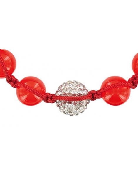 Bracelet shamballa rouge, boule de cristal blanche et de jade rouge