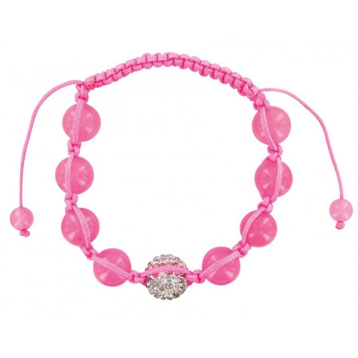 Pink shamballa bracelet, white crystal ball and pink jade 888391 Laval 1878 29,90 €