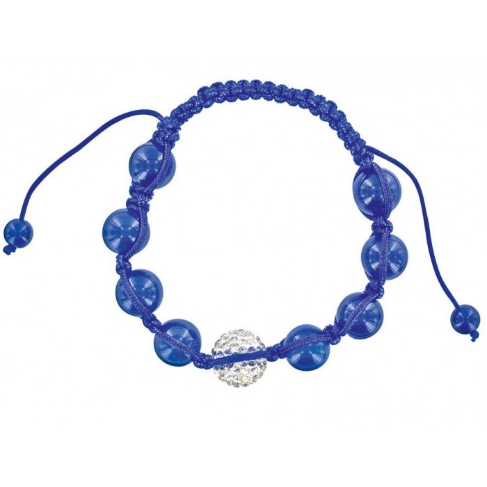 Bracelet shamballa bleu, boule de cristal blanche et de jade bleu