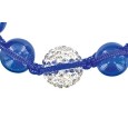 Blue shamballa bracelet, white crystal ball and blue jade