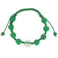 Green shamballa bracelet, white crystal ball and green jade