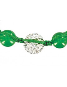 Grünes Shamballa-Armband, weiße Kristallkugel und grüne Jade
