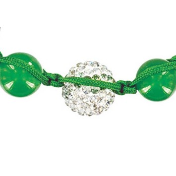 Green shamballa bracelet, white crystal ball and green jade 888393 Laval 1878 9,90 €