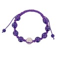 Bracelet shamballa violet, boule de cristal blanche et de jade violet