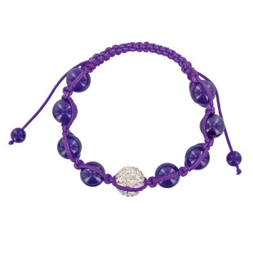 Purple shamballa bracelet, white crystal ball and purple jade 888401 Laval 1878 9,90 €