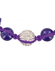 Purple shamballa bracelet, white crystal ball and purple jade 888401 Laval 1878 9,90 €