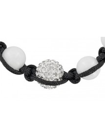 Black cord shamballa bracelet, crystal ball and white agate 888394 Laval 1878 29,90 €