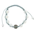 Gray shamballa cord bracelet, crystal ball and white jade balls