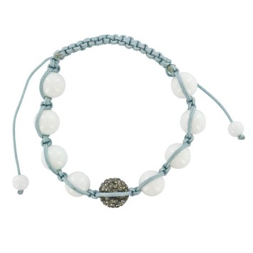 Bracelet shamballa gris avec boule de cristal et Jade blanche 888398 Laval 1878 9,90 €