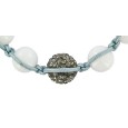 Bracelet shamballa gris avec boule de cristal et Jade blanche