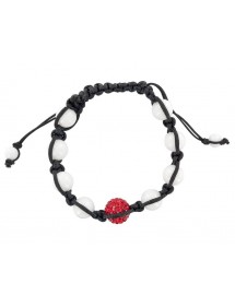 Black shamballa bracelet, red crystal ball and white jade 888396 Laval 1878 29,90 €