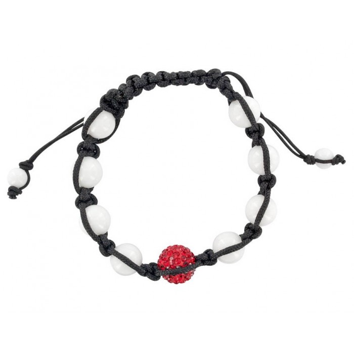 Black shamballa bracelet, red crystal ball and white jade 888396 Laval 1878 9,90 €