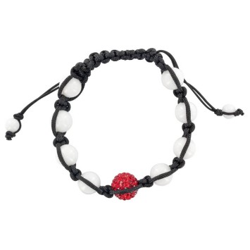 Black shamballa bracelet, red crystal ball and white jade 888396 Laval 1878 9,90 €
