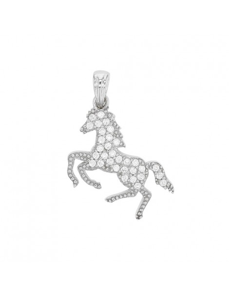 Ciondolo argento - cavallo con ossido di zirconio