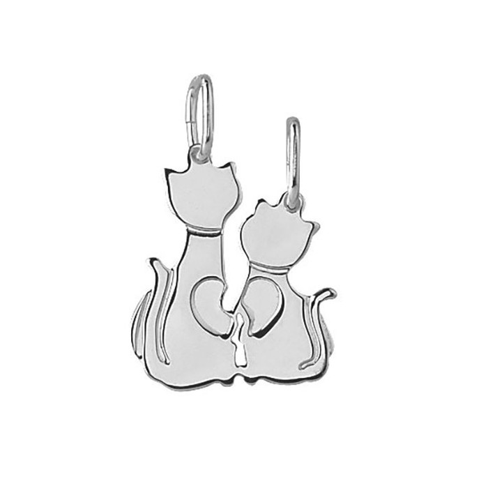 Silver pendant - separable silver cats