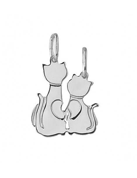Silver pendant - separable silver cats