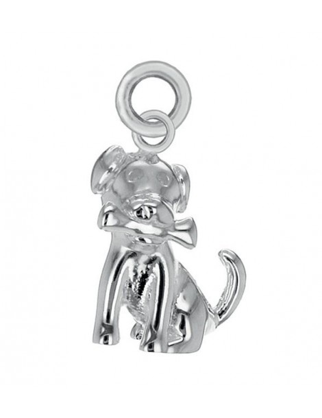 Silver pendant - dog with its bone