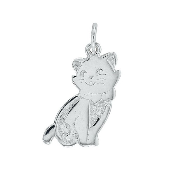 Cat-shaped silver pendant