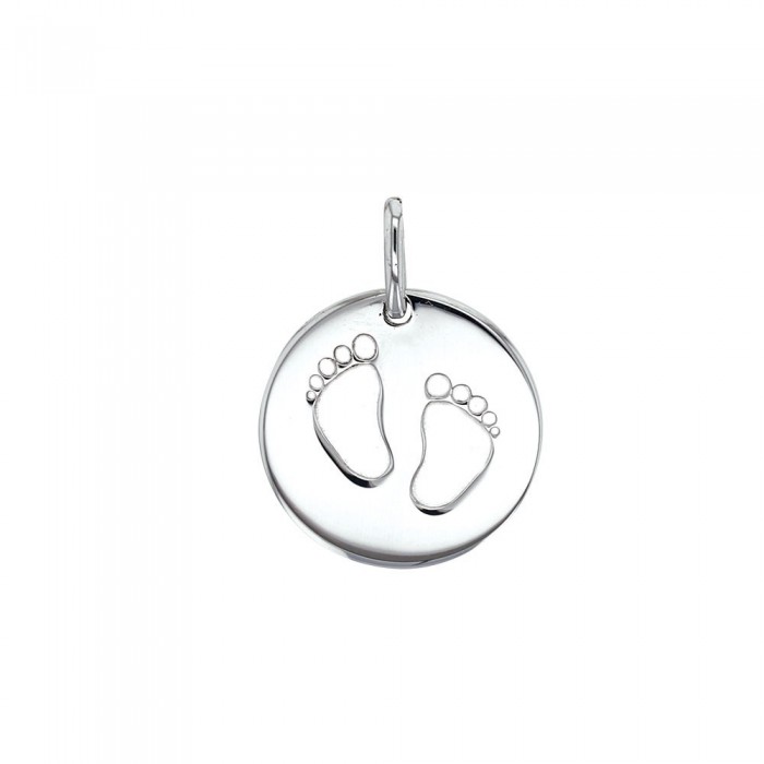 Medal round "Imprint of feet" in rhodium silver