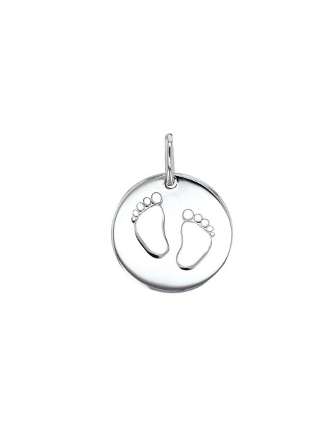 Medal round "Imprint of feet" in rhodium silver