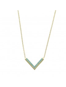 Necklace mini-chevron - gilded silver and synthetic stones