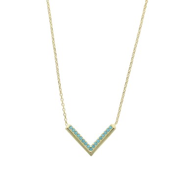 Necklace mini-chevron - gilded silver and synthetic stones 317433D Laval 1878 39,90 €