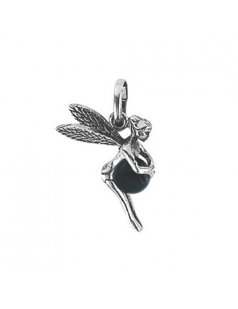 Silver elf pendant with black Onyx tinted ball