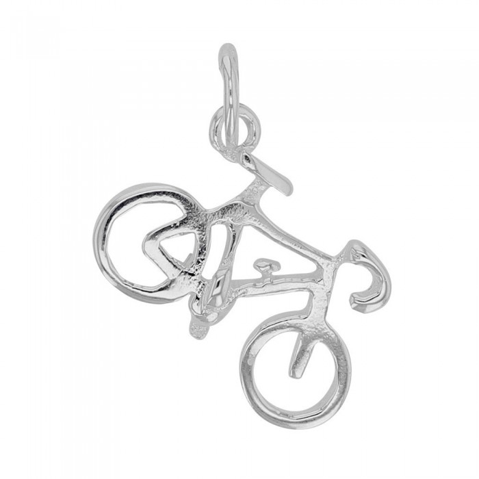 Silver running bike pendant