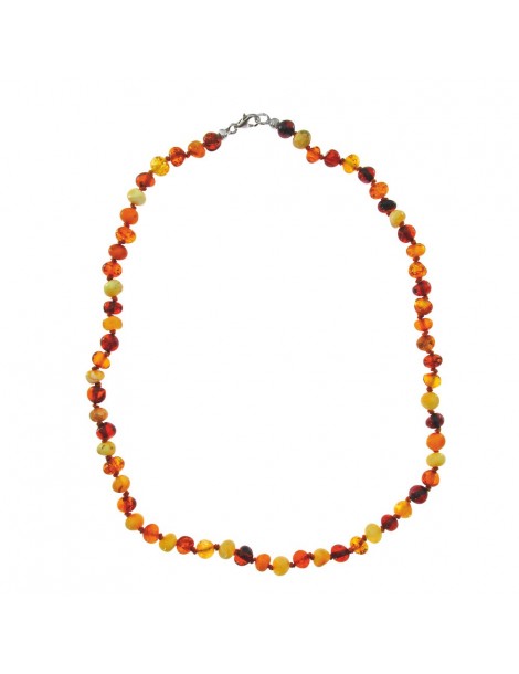 Necklace of small round stones in amber and silver clasp