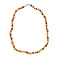Necklace of small round stones in amber and silver clasp