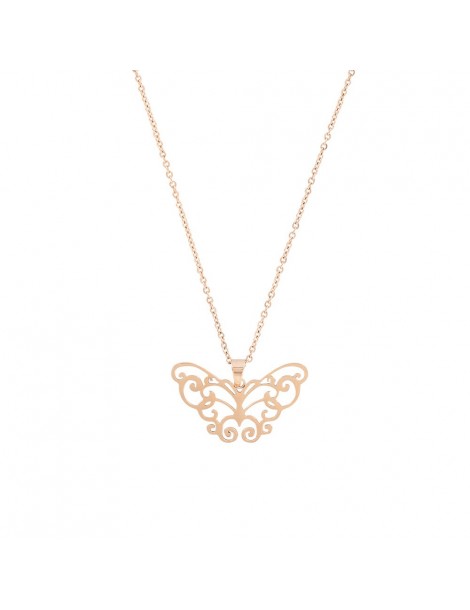 Rosa Stahl Schmetterling geformte Halskette