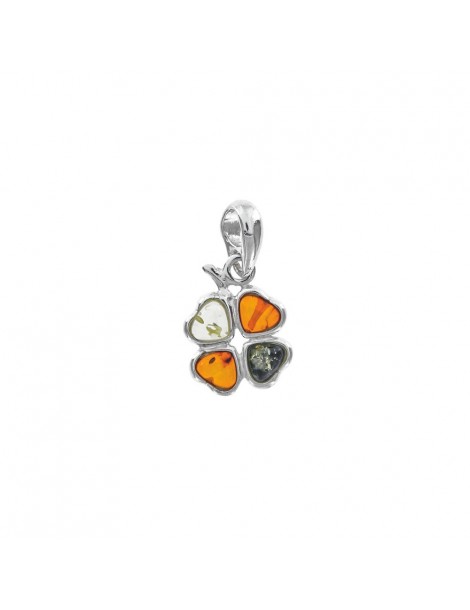 Flower pendant in the shape of amber hearts