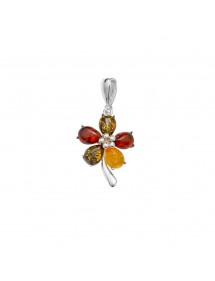 Pendentif fleur aux pétales d'ambre et argent 3160202 Nature d'Ambre 34,00 €